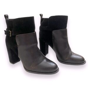 Nine West Women's Quinah Ankle Boot Booties Dark Brown Suede Leather 8.5